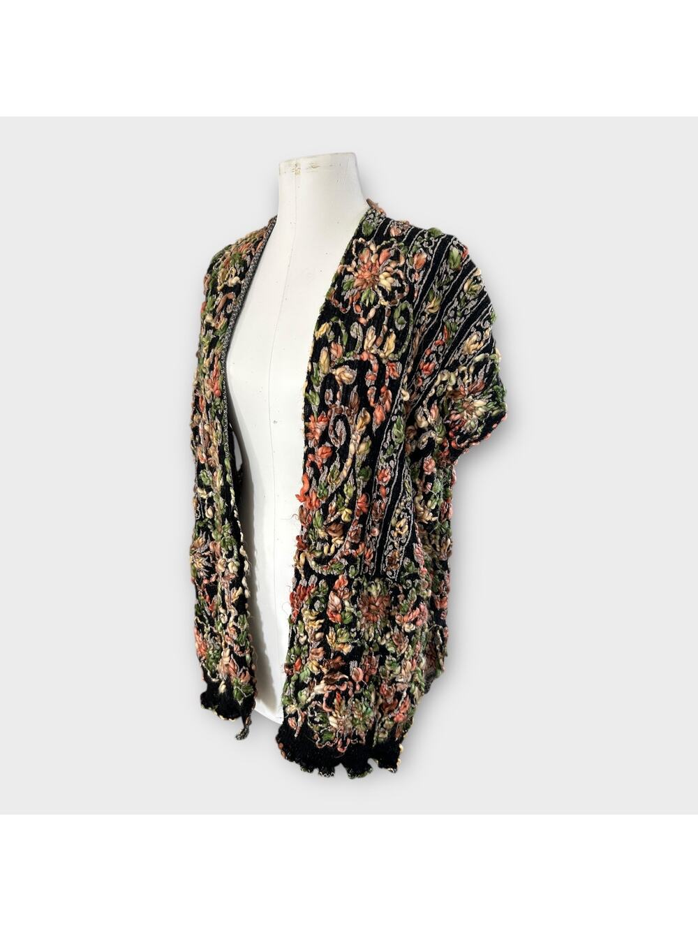 Soft Surroundings Textured Woven Tapestry Vest Floral Boho Lagenlook Womens OS